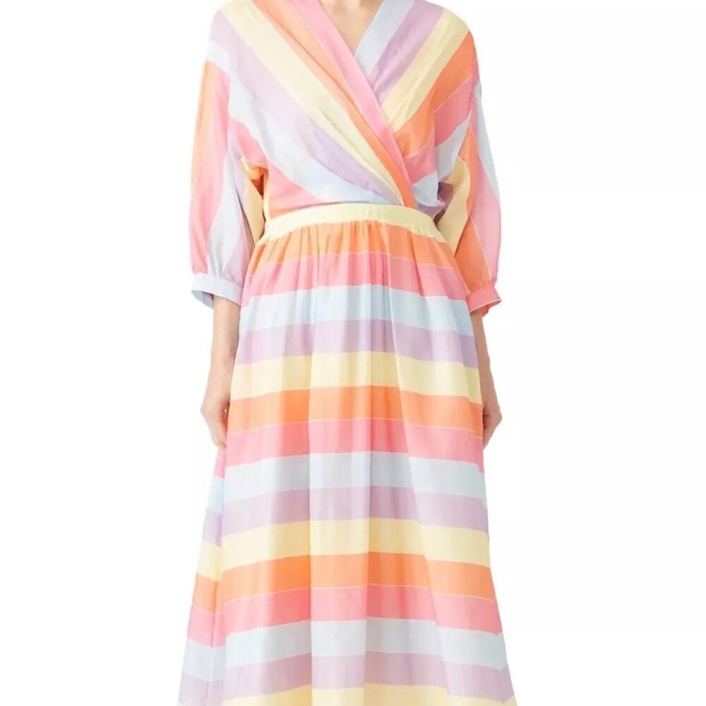 Tara Jarmon  Pastel Muliticolor Striped Midi Dress Size 38 US Med.